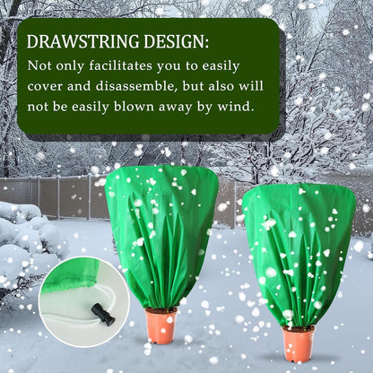 8 Pcs Plant Covers Frost Protection Bag Winter Reusable Plants Jacket with Drawstring Shrub Protection Wraps Bags Frost Blanket for Winter Outdoor Garden Plants (Beige, 47 x 31.5 Inch)