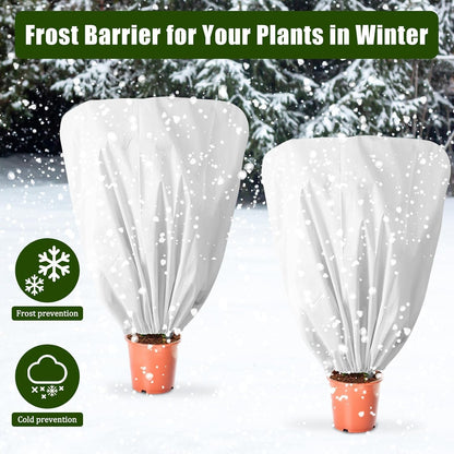 8 Pcs Plant Covers Frost Protection Bag Winter Reusable Plants Jacket with Drawstring Shrub Protection Wraps Bags Frost Blanket for Winter Outdoor Garden Plants (Beige, 47 x 31.5 Inch)