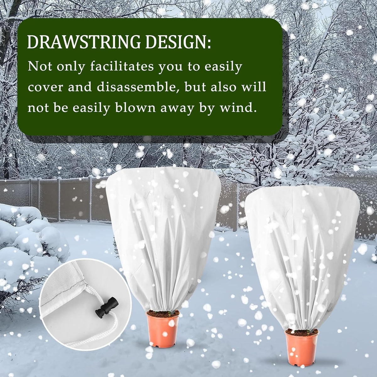 8 Pcs Plant Covers Frost Protection Bag Winter Reusable Plants Jacket with Drawstring Shrub Protection Wraps Bags Frost Blanket for Winter Outdoor Garden Plants (Beige, 47 x 31.5 Inch)