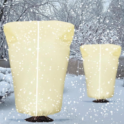 8 Pcs Plant Covers Frost Protection Bag Winter Reusable Plants Jacket with Drawstring Shrub Protection Wraps Bags Frost Blanket for Winter Outdoor Garden Plants (Beige, 47 x 31.5 Inch)