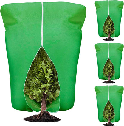 8 Pcs Plant Covers Frost Protection Bag Winter Reusable Plants Jacket with Drawstring Shrub Protection Wraps Bags Frost Blanket for Winter Outdoor Garden Plants (Beige, 47 x 31.5 Inch)