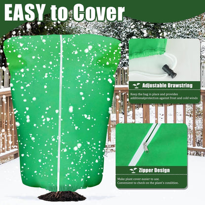 8 Pcs Plant Covers Frost Protection Bag Winter Reusable Plants Jacket with Drawstring Shrub Protection Wraps Bags Frost Blanket for Winter Outdoor Garden Plants (Beige, 47 x 31.5 Inch)