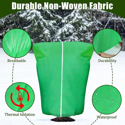 8 Pcs Plant Covers Frost Protection Bag Winter Reusable Plants Jacket with Drawstring Shrub Protection Wraps Bags Frost Blanket for Winter Outdoor Garden Plants (Beige, 47 x 31.5 Inch)