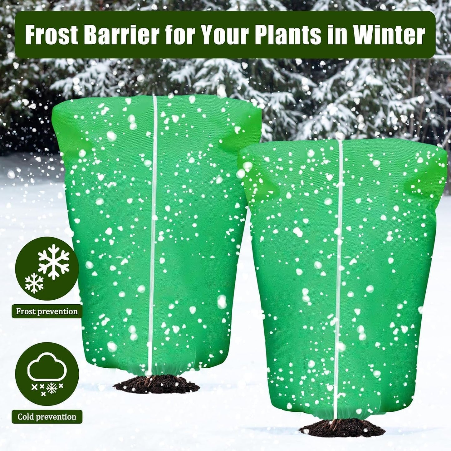 8 Pcs Plant Covers Frost Protection Bag Winter Reusable Plants Jacket with Drawstring Shrub Protection Wraps Bags Frost Blanket for Winter Outdoor Garden Plants (Beige, 47 x 31.5 Inch)