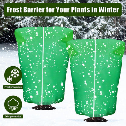 8 Pcs Plant Covers Frost Protection Bag Winter Reusable Plants Jacket with Drawstring Shrub Protection Wraps Bags Frost Blanket for Winter Outdoor Garden Plants (Beige, 47 x 31.5 Inch)