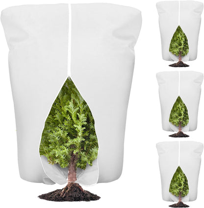 8 Pcs Plant Covers Frost Protection Bag Winter Reusable Plants Jacket with Drawstring Shrub Protection Wraps Bags Frost Blanket for Winter Outdoor Garden Plants (Beige, 47 x 31.5 Inch)