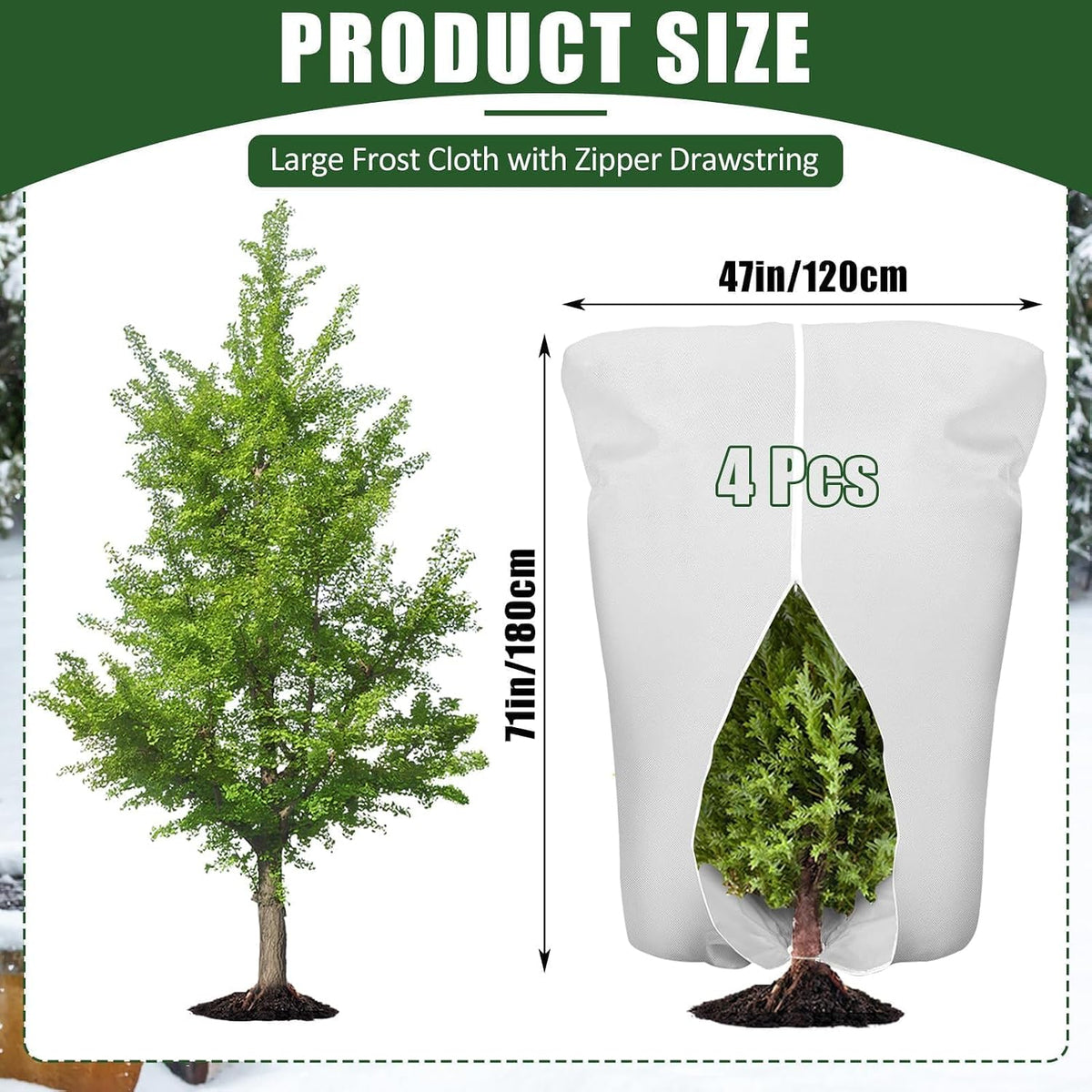 8 Pcs Plant Covers Frost Protection Bag Winter Reusable Plants Jacket with Drawstring Shrub Protection Wraps Bags Frost Blanket for Winter Outdoor Garden Plants (Beige, 47 x 31.5 Inch)
