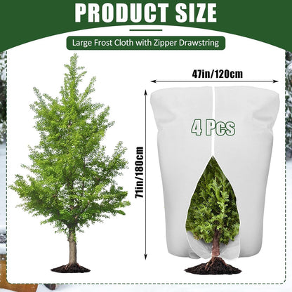 8 Pcs Plant Covers Frost Protection Bag Winter Reusable Plants Jacket with Drawstring Shrub Protection Wraps Bags Frost Blanket for Winter Outdoor Garden Plants (Beige, 47 x 31.5 Inch)