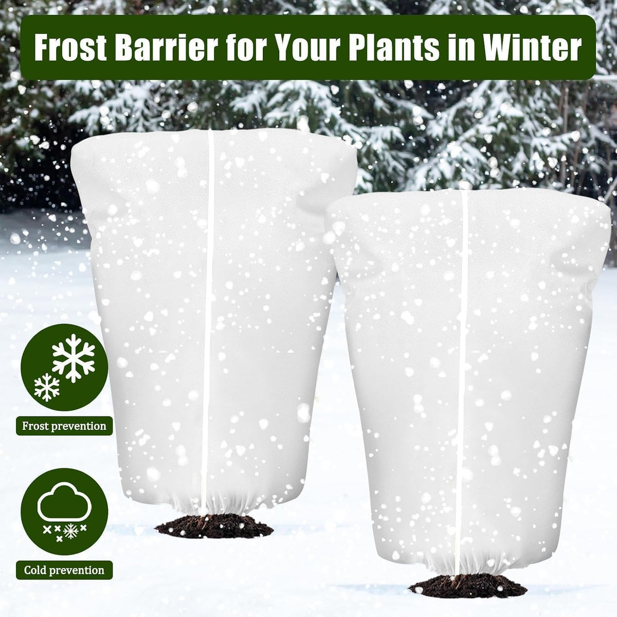 8 Pcs Plant Covers Frost Protection Bag Winter Reusable Plants Jacket with Drawstring Shrub Protection Wraps Bags Frost Blanket for Winter Outdoor Garden Plants (Beige, 47 x 31.5 Inch)