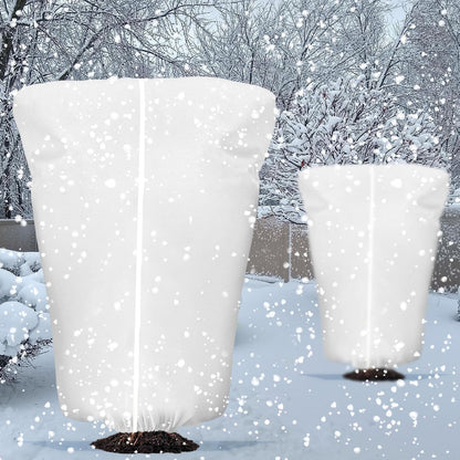 8 Pcs Plant Covers Frost Protection Bag Winter Reusable Plants Jacket with Drawstring Shrub Protection Wraps Bags Frost Blanket for Winter Outdoor Garden Plants (Beige, 47 x 31.5 Inch)