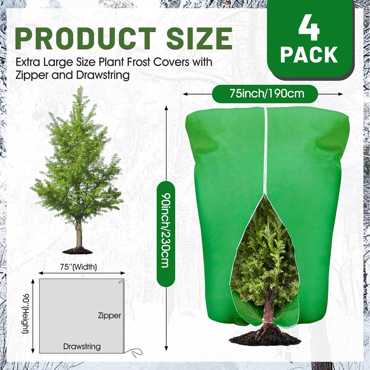 8 Pcs Plant Covers Frost Protection Bag Winter Reusable Plants Jacket with Drawstring Shrub Protection Wraps Bags Frost Blanket for Winter Outdoor Garden Plants (Beige, 47 x 31.5 Inch)