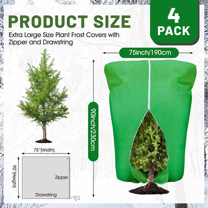 8 Pcs Plant Covers Frost Protection Bag Winter Reusable Plants Jacket with Drawstring Shrub Protection Wraps Bags Frost Blanket for Winter Outdoor Garden Plants (Beige, 47 x 31.5 Inch)