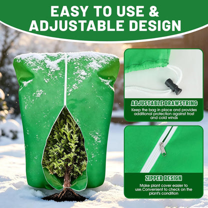 8 Pcs Plant Covers Frost Protection Bag Winter Reusable Plants Jacket with Drawstring Shrub Protection Wraps Bags Frost Blanket for Winter Outdoor Garden Plants (Beige, 47 x 31.5 Inch)