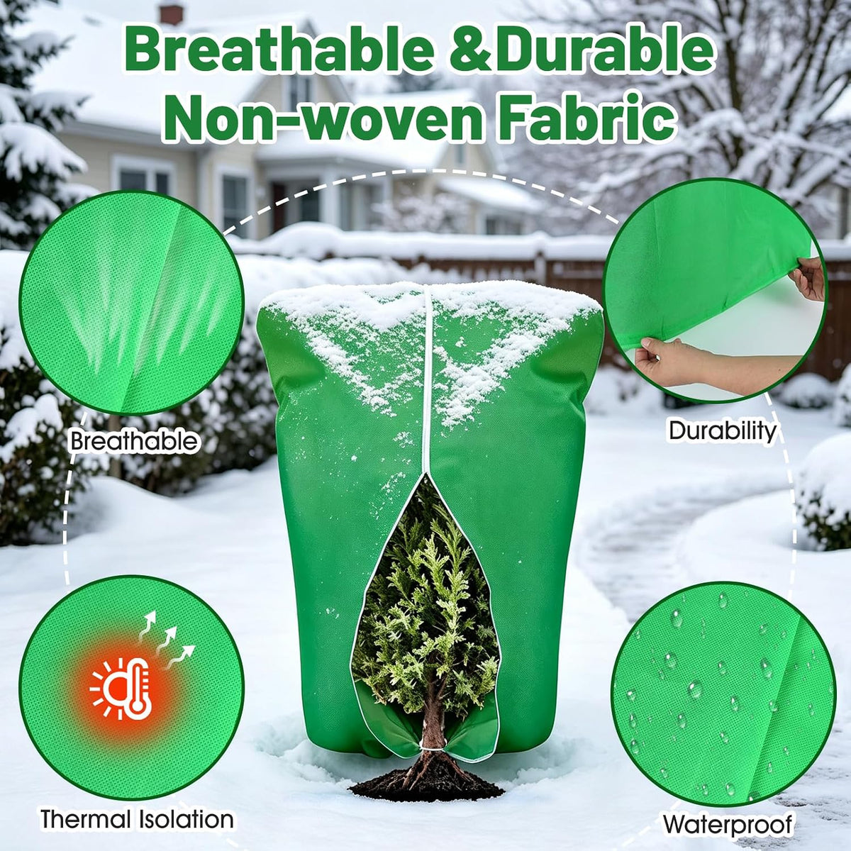 8 Pcs Plant Covers Frost Protection Bag Winter Reusable Plants Jacket with Drawstring Shrub Protection Wraps Bags Frost Blanket for Winter Outdoor Garden Plants (Beige, 47 x 31.5 Inch)