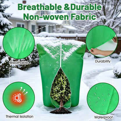 8 Pcs Plant Covers Frost Protection Bag Winter Reusable Plants Jacket with Drawstring Shrub Protection Wraps Bags Frost Blanket for Winter Outdoor Garden Plants (Beige, 47 x 31.5 Inch)