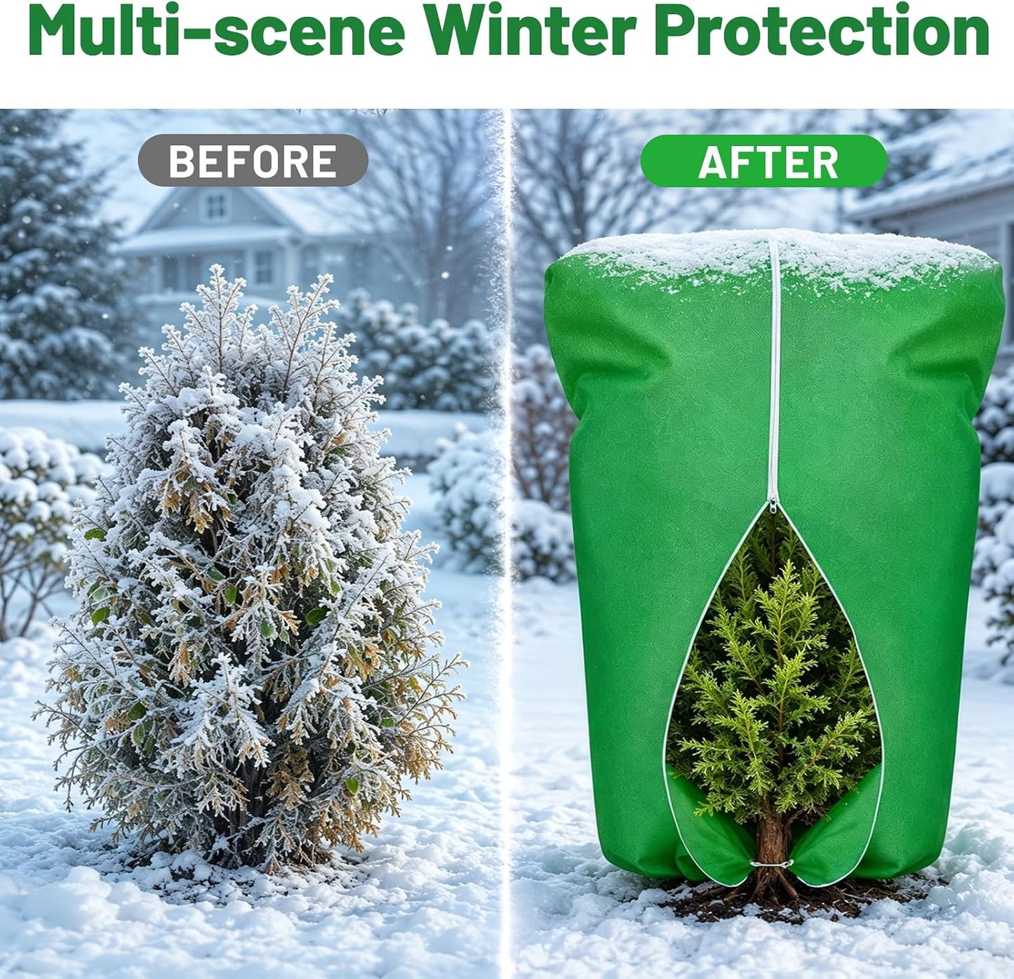 8 Pcs Plant Covers Frost Protection Bag Winter Reusable Plants Jacket with Drawstring Shrub Protection Wraps Bags Frost Blanket for Winter Outdoor Garden Plants (Beige, 47 x 31.5 Inch)