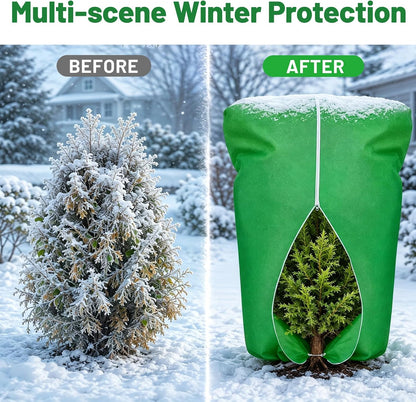 8 Pcs Plant Covers Frost Protection Bag Winter Reusable Plants Jacket with Drawstring Shrub Protection Wraps Bags Frost Blanket for Winter Outdoor Garden Plants (Beige, 47 x 31.5 Inch)