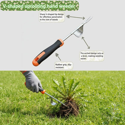 Weed Puller Tool, Portable Rubber-Handled Garden Tools, Four-Tined Weeding Tool, Uprooting Weeding Tools, Crevice Weeder, Yard Weed Tools and Weed Removal Tool (style1)