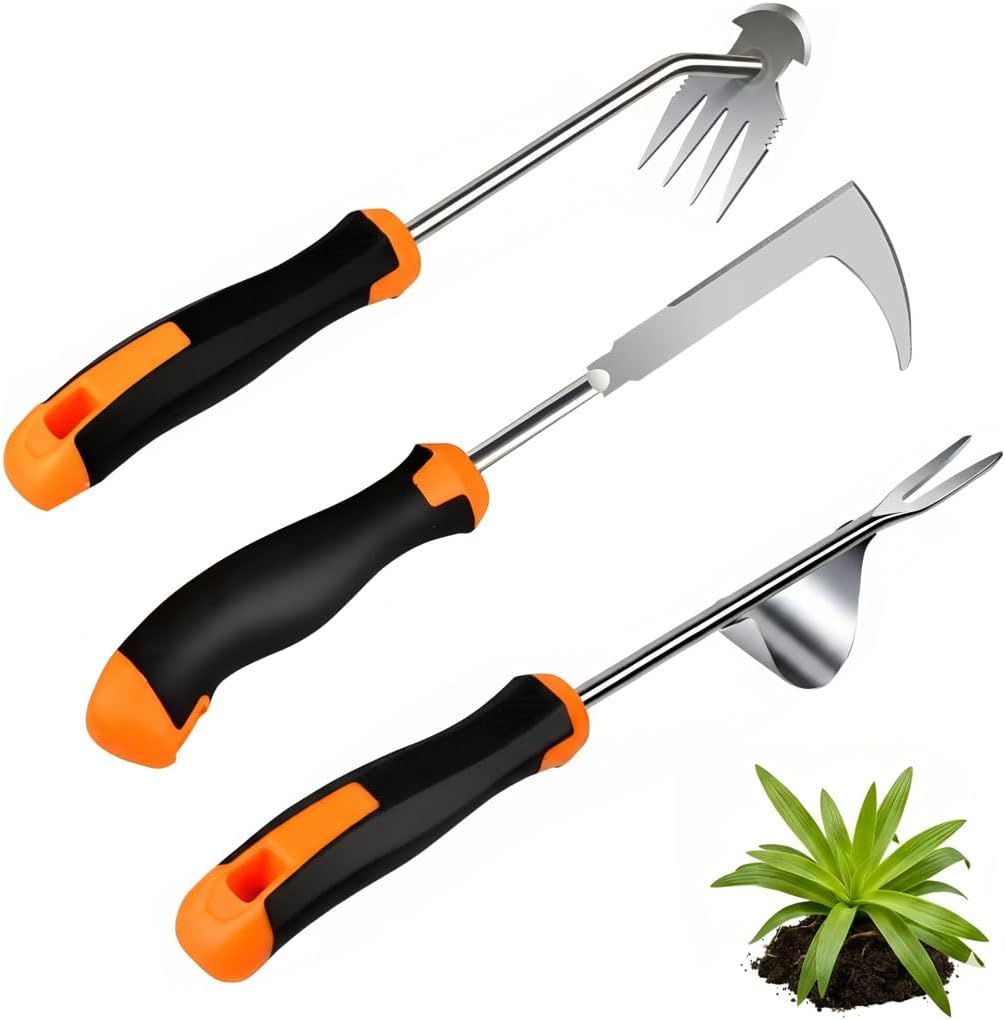 Weed Puller Tool, Portable Rubber-Handled Garden Tools, Four-Tined Weeding Tool, Uprooting Weeding Tools, Crevice Weeder, Yard Weed Tools and Weed Removal Tool (style1)