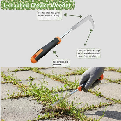 Weed Puller Tool, Portable Rubber-Handled Garden Tools, Four-Tined Weeding Tool, Uprooting Weeding Tools, Crevice Weeder, Yard Weed Tools and Weed Removal Tool (style1)