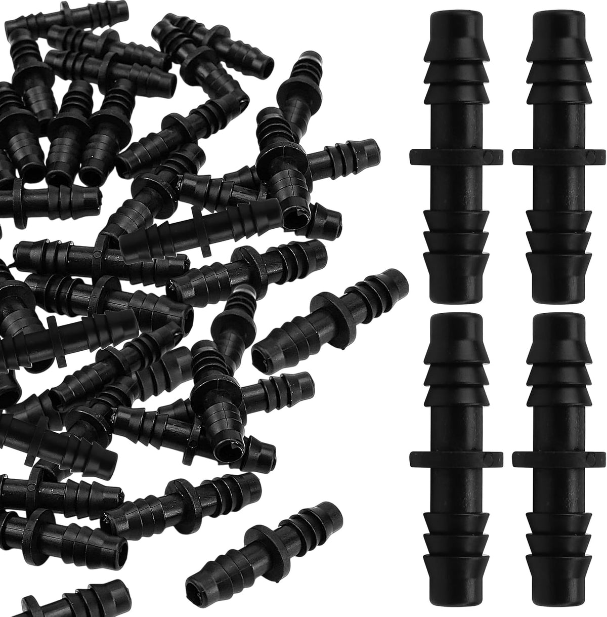 30Pcs 8mmx11mm PE tubing Drip Irrigation Fittings, Soaker Hose Barbed Coupling Connector, Water Pipe Joint Double Barb Straight Connector for Garden Lawn Drip Irrigation 8/11mm Sprinkler System