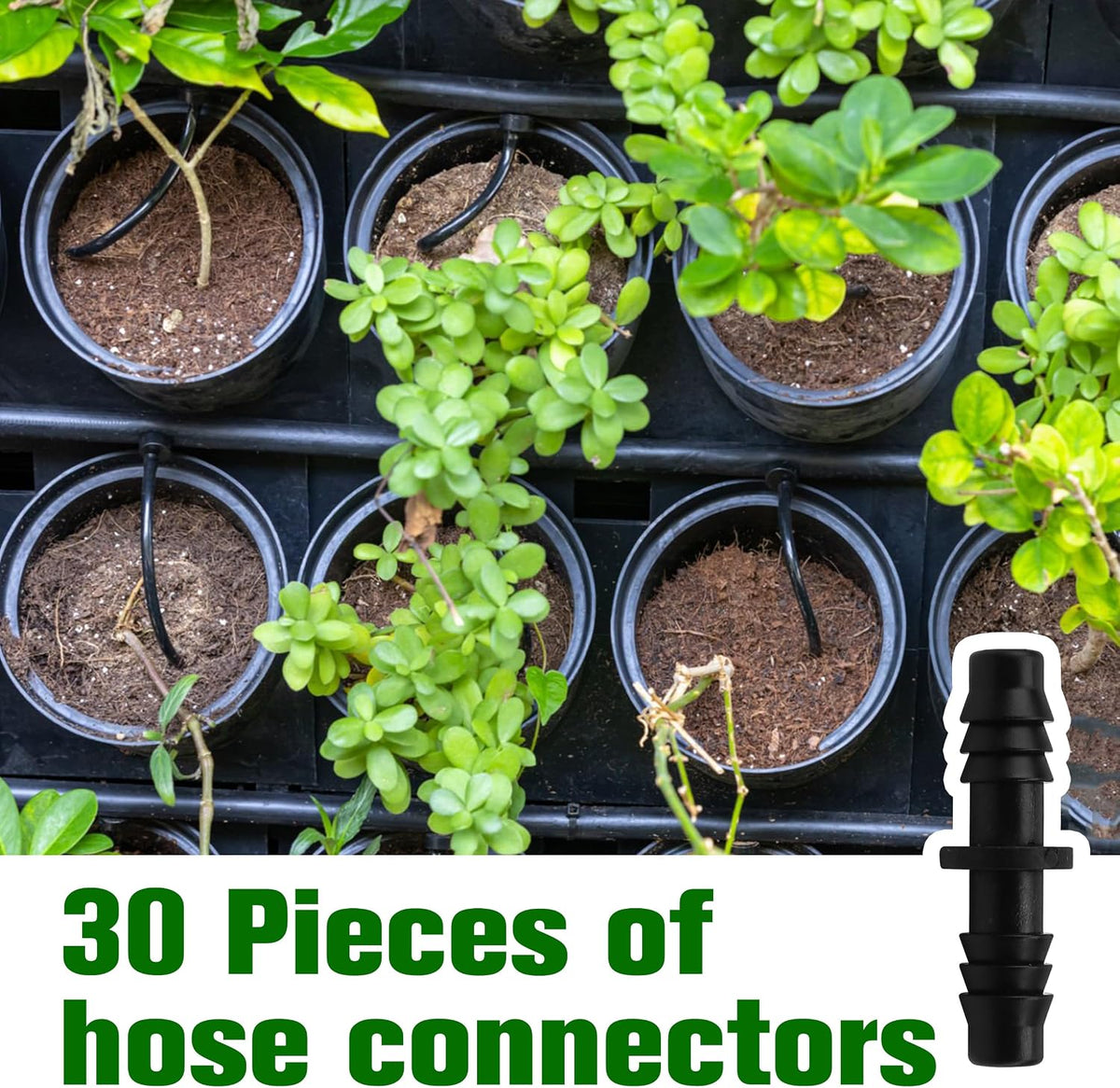 30Pcs 8mmx11mm PE tubing Drip Irrigation Fittings, Soaker Hose Barbed Coupling Connector, Water Pipe Joint Double Barb Straight Connector for Garden Lawn Drip Irrigation 8/11mm Sprinkler System