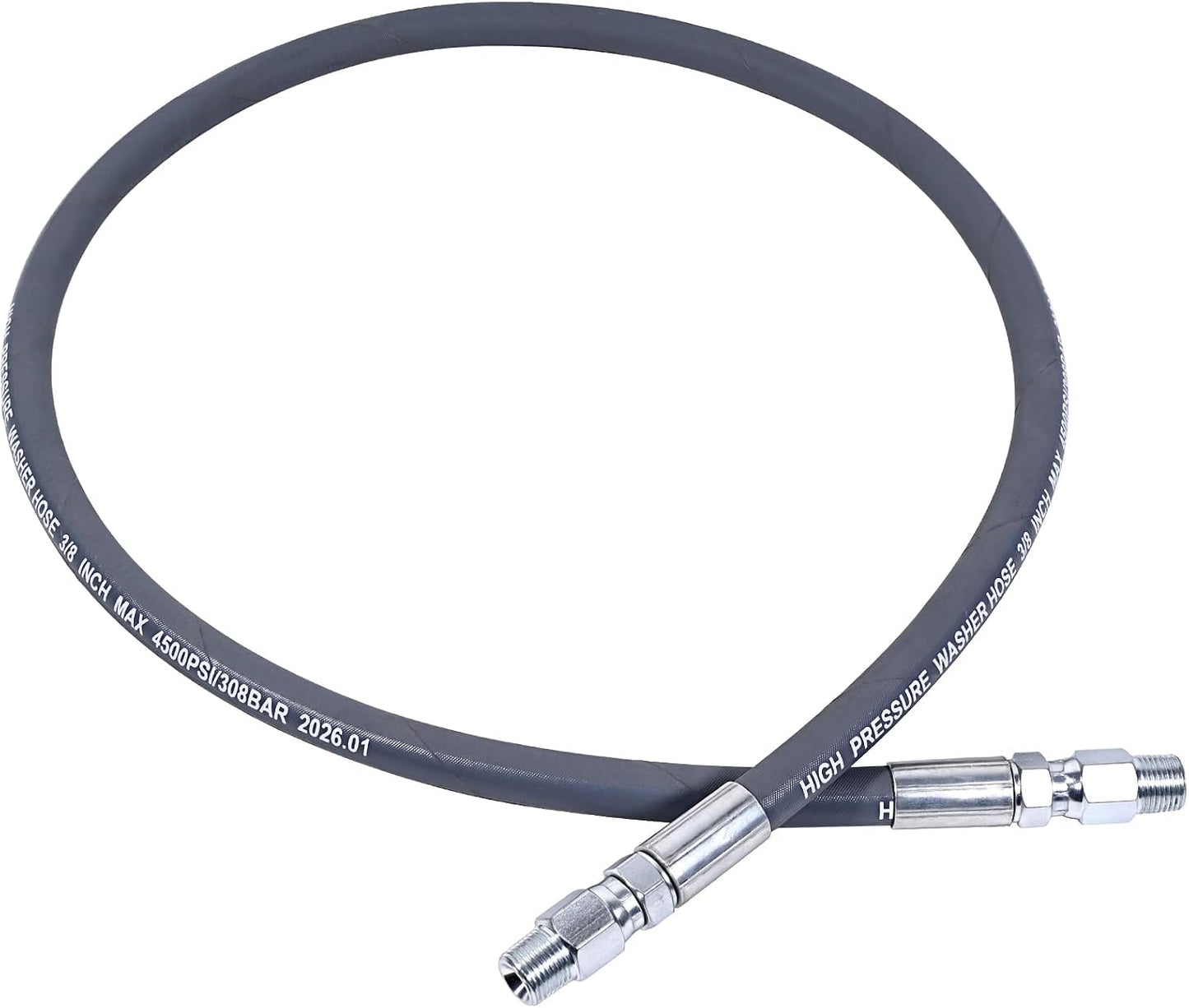 Pressure Washer Whip Hose 4 FT For Hose Reel, Dual Swivel Connector