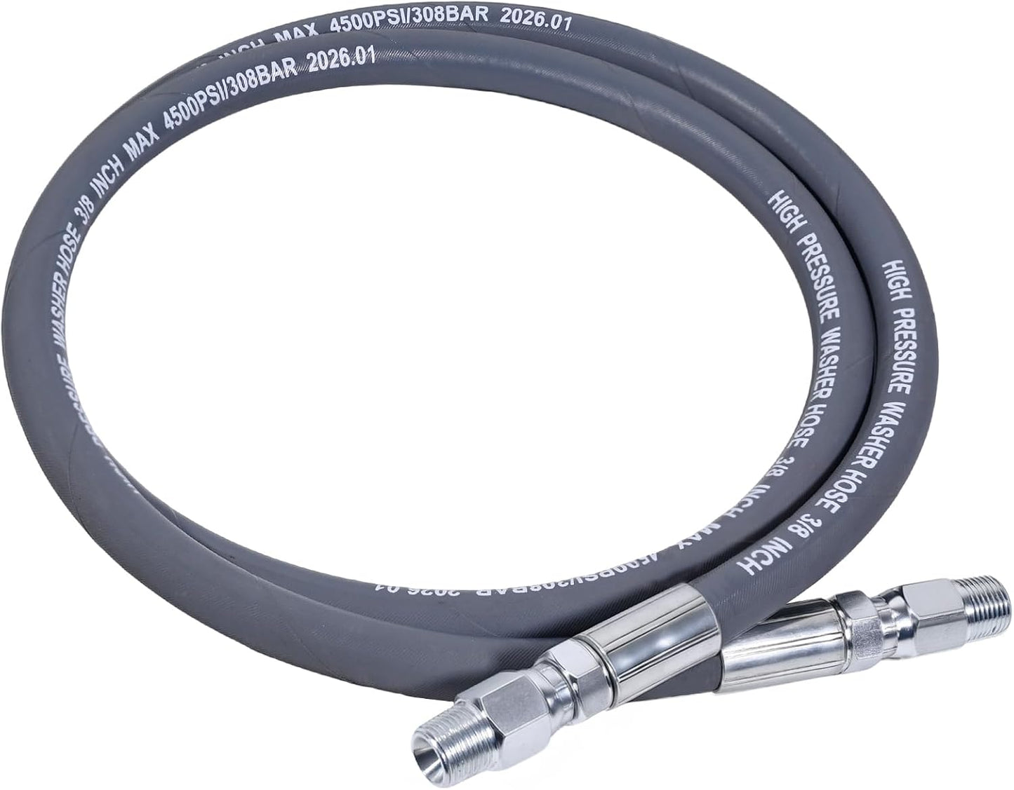 Pressure Washer Whip Hose 4 FT For Hose Reel, Dual Swivel Connector