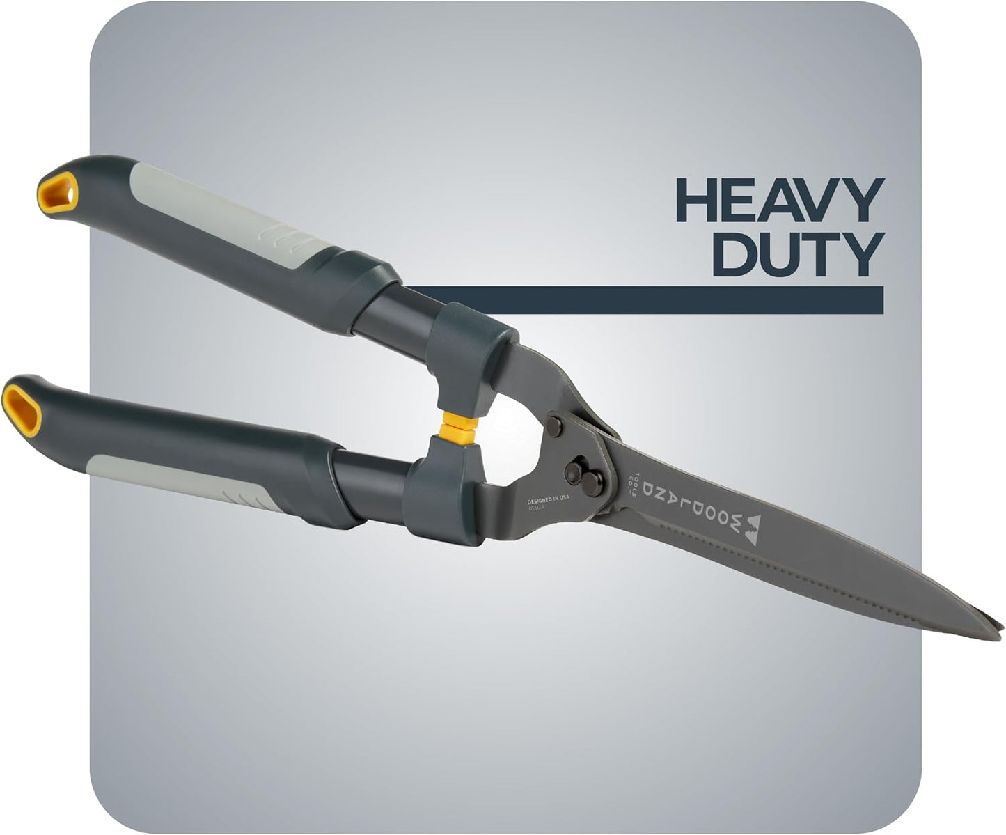 Woodland Tools Heavy Duty Hedge Shears, 23 Inch Manual Hedge Clippers with 10 Inch Lever-Assist Blades and Non Stick Coating, Branch Trimmer for Dense Shrubs and Overgrown Hedges
