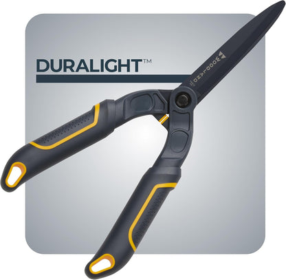 Woodland Tools Heavy Duty Hedge Shears, 23 Inch Manual Hedge Clippers with 10 Inch Lever-Assist Blades and Non Stick Coating, Branch Trimmer for Dense Shrubs and Overgrown Hedges