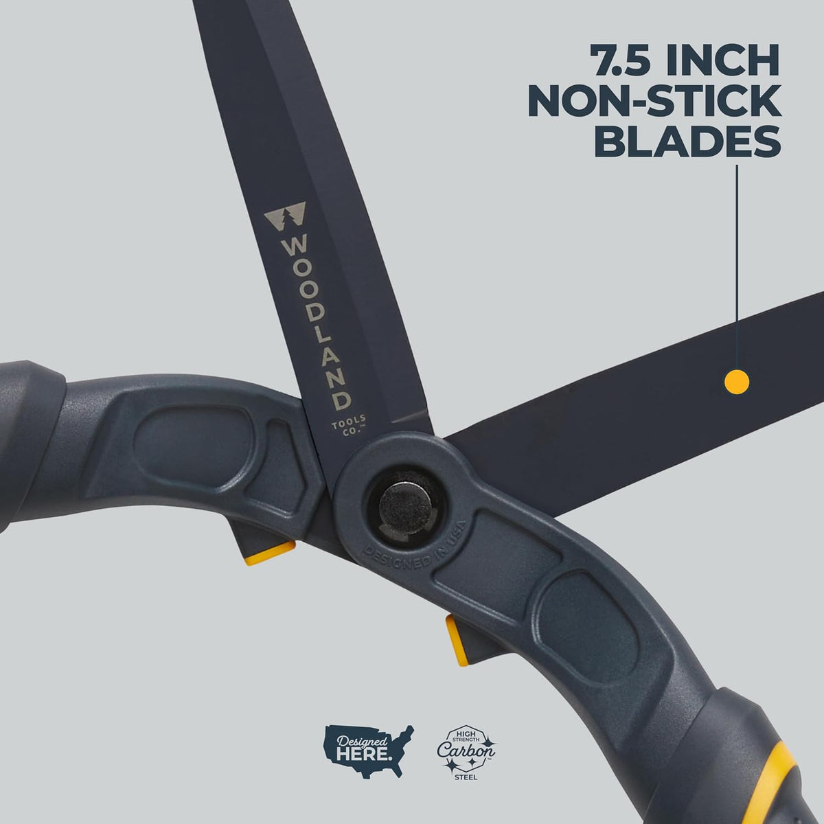 Woodland Tools Heavy Duty Hedge Shears, 23 Inch Manual Hedge Clippers with 10 Inch Lever-Assist Blades and Non Stick Coating, Branch Trimmer for Dense Shrubs and Overgrown Hedges