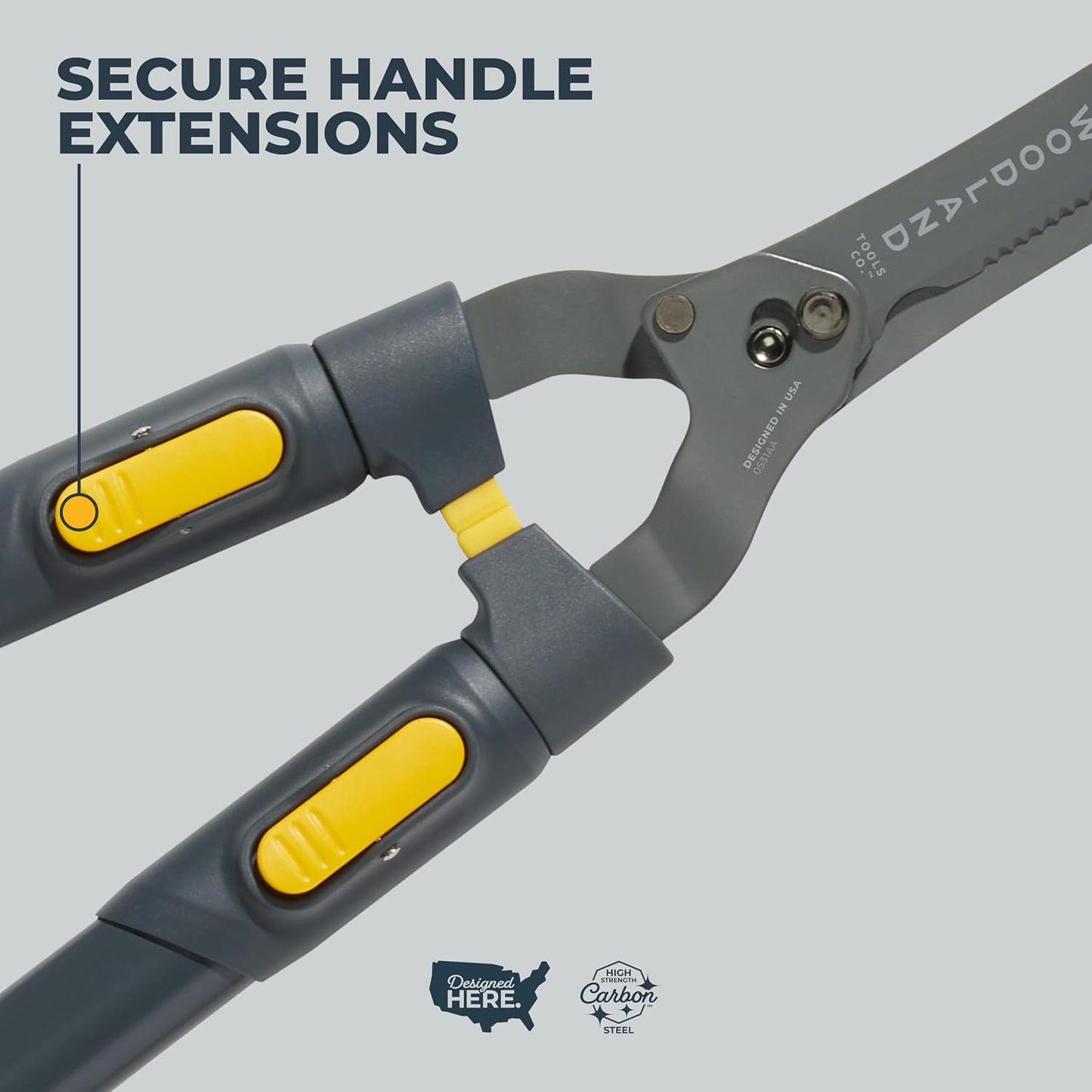 Woodland Tools Heavy Duty Hedge Shears, 23 Inch Manual Hedge Clippers with 10 Inch Lever-Assist Blades and Non Stick Coating, Branch Trimmer for Dense Shrubs and Overgrown Hedges