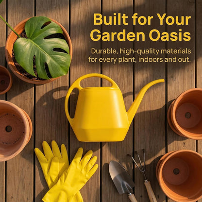 Plastic Watering Can, Yellow, 1-Gallon