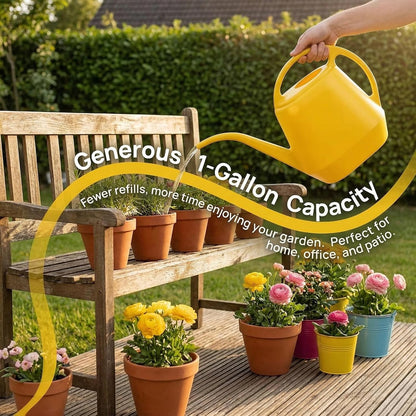 Plastic Watering Can, Yellow, 1-Gallon