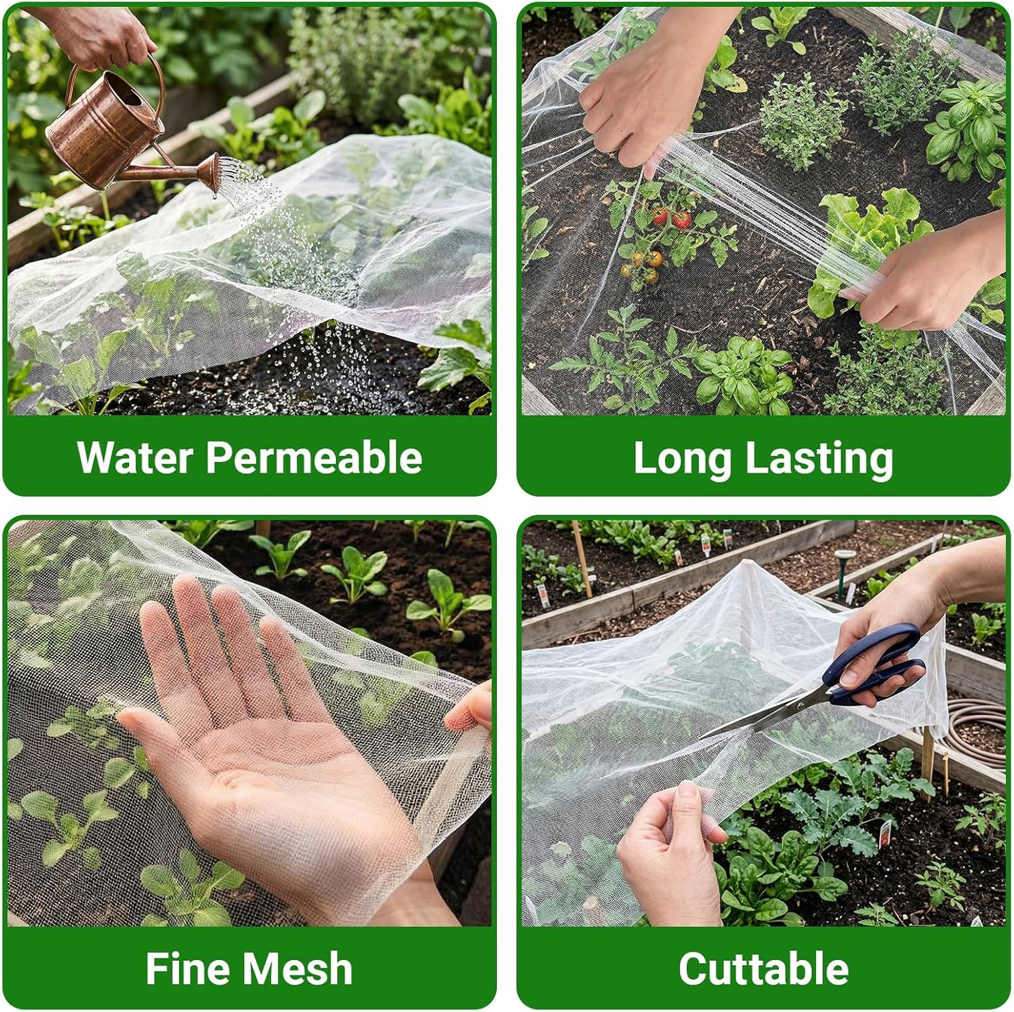 Ultra Fine 10'x33' Garden Netting,Pest Barrier & Bird Netting, Plant Mesh Net Row Cover for Garden,Greenhouse,Patio,Raised Beds, Protecting Vegetables, Flowers, Trees