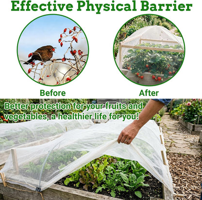 Ultra Fine 10'x33' Garden Netting,Pest Barrier & Bird Netting, Plant Mesh Net Row Cover for Garden,Greenhouse,Patio,Raised Beds, Protecting Vegetables, Flowers, Trees