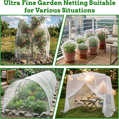 Ultra Fine 10'x33' Garden Netting,Pest Barrier & Bird Netting, Plant Mesh Net Row Cover for Garden,Greenhouse,Patio,Raised Beds, Protecting Vegetables, Flowers, Trees