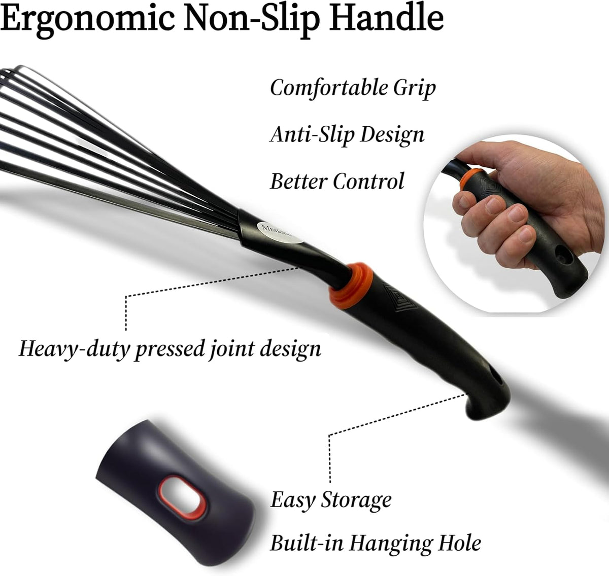 2 Pack Small Hand Rake for Gardening, Mini Leaf & Shrub Rake with Durable Steel Tines, Ergonomic Non-Slip Handle for Flower Beds, Lawn, Leaves & Yard Cleanup