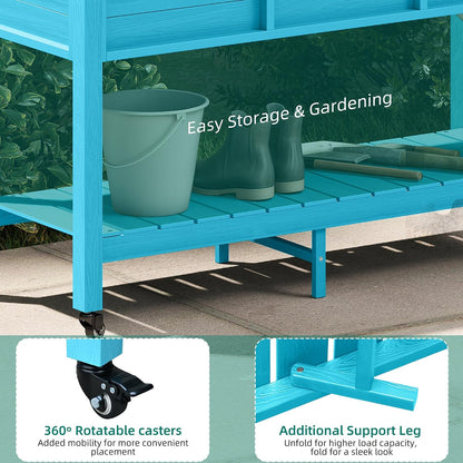 43.3x17.7x61 in Planter Trellis Box with Wheels & Drain Plug, Outdoor Resin Raised Garden Bed for Climbing Plants, Large Weather-Resistant Design, Black