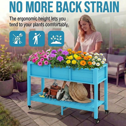 43.3x17.7x61 in Planter Trellis Box with Wheels & Drain Plug, Outdoor Resin Raised Garden Bed for Climbing Plants, Large Weather-Resistant Design, Black