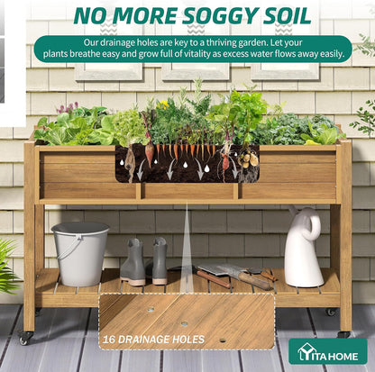 43.3x17.7x61 in Planter Trellis Box with Wheels & Drain Plug, Outdoor Resin Raised Garden Bed for Climbing Plants, Large Weather-Resistant Design, Black