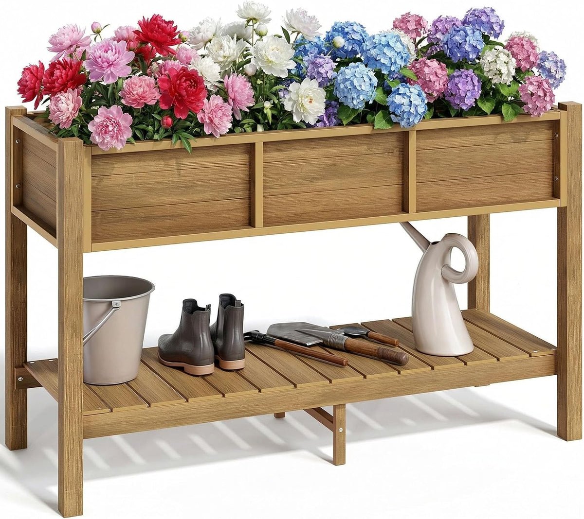 43.3x17.7x61 in Planter Trellis Box with Wheels & Drain Plug, Outdoor Resin Raised Garden Bed for Climbing Plants, Large Weather-Resistant Design, Black
