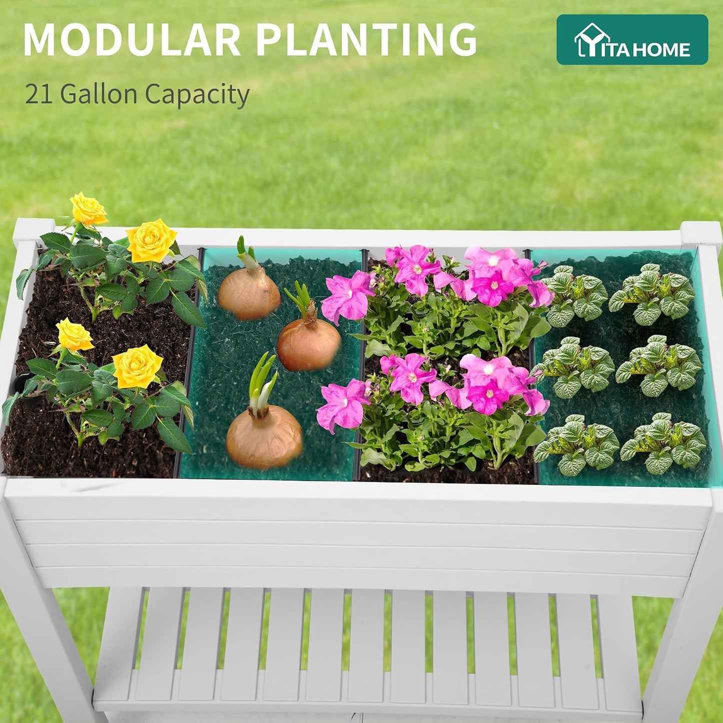 43.3x17.7x61 in Planter Trellis Box with Wheels & Drain Plug, Outdoor Resin Raised Garden Bed for Climbing Plants, Large Weather-Resistant Design, Black