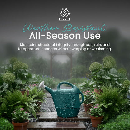 Union Products Watering Can, 2 Gallon Plastic Gardening Water Jug with 2 Handles for Garden, Indoor Plants, and Outdoor Flower Pots, Green