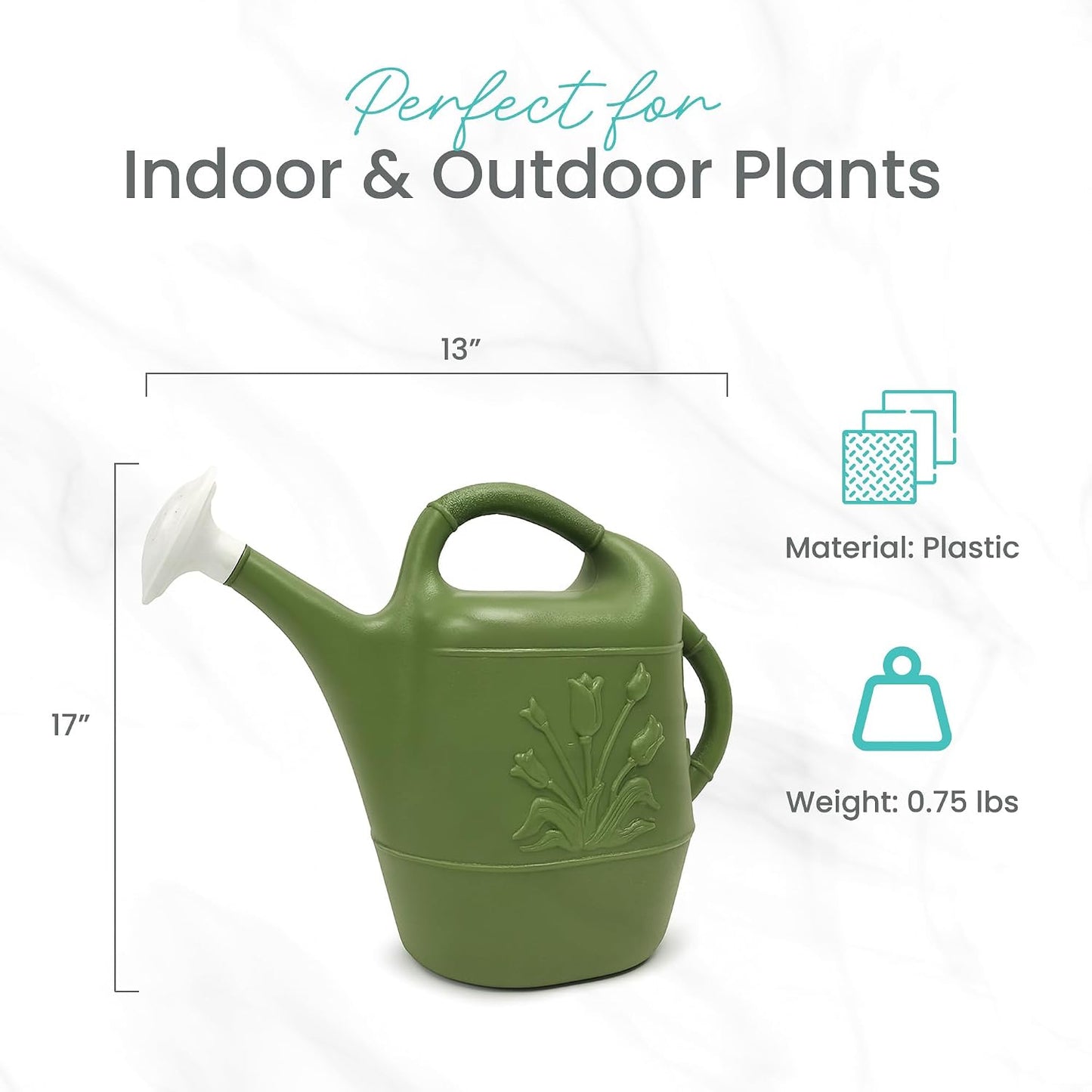 Union Products Watering Can, 2 Gallon Plastic Gardening Water Jug with 2 Handles for Garden, Indoor Plants, and Outdoor Flower Pots, Green