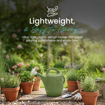 Union Products Watering Can, 2 Gallon Plastic Gardening Water Jug with 2 Handles for Garden, Indoor Plants, and Outdoor Flower Pots, Green