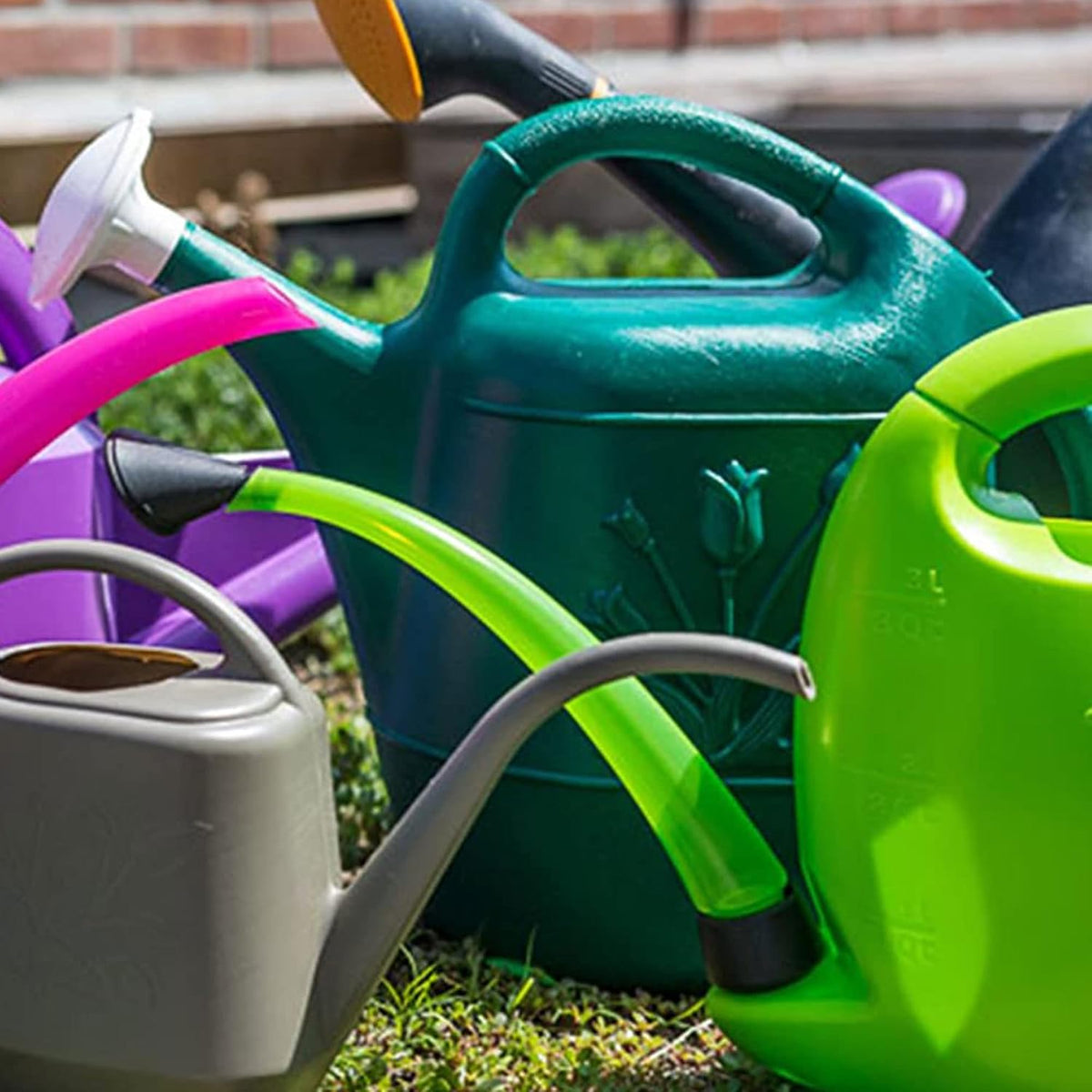 Union Products Watering Can, 2 Gallon Plastic Gardening Water Jug with 2 Handles for Garden, Indoor Plants, and Outdoor Flower Pots, Green