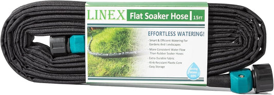 Garden Flat Soaker Hose 1/2" x 15 ft for Garden Beds Drip Irriagtion Hoses Heavy Duty Save Water 80%
