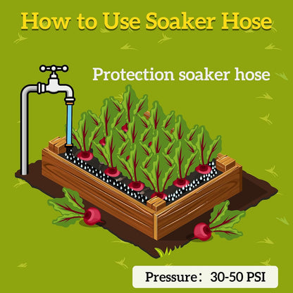 Garden Flat Soaker Hose 1/2" x 15 ft for Garden Beds Drip Irriagtion Hoses Heavy Duty Save Water 80%