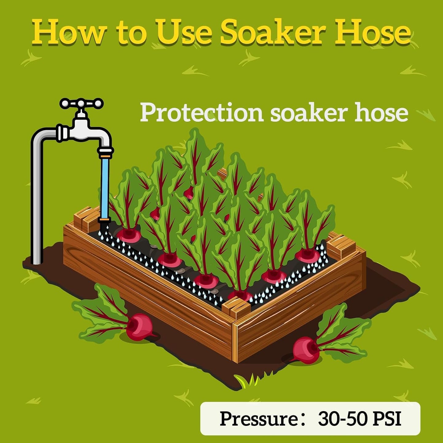 Garden Flat Soaker Hose 1/2" x 15 ft for Garden Beds Drip Irriagtion Hoses Heavy Duty Save Water 80%